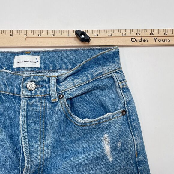 Boyish Jeans Size 26 The Billy High Rise Skinny Distressed Raw Hem Light Wash - Picture 9 of 11